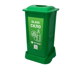 Контейнер для сортировки отходов СТЕКЛО, зеленый пластиковый 70 л с крышкой SAO-70 111
